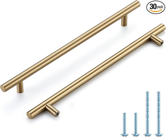 Champagne Bronze Cabinet Handles 8-3/4 Inch Hole Center Stainless Steel Drawer Pulls for Cabinets, Dresser, Bathroom 30 Pack