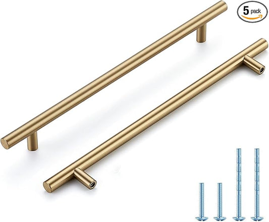 Champagne Bronze Cabinet Handles 8-3/4 Inch Hole Center Stainless Steel Drawer Pulls for Cabinets, Dresser, Bathroom 5 Pack