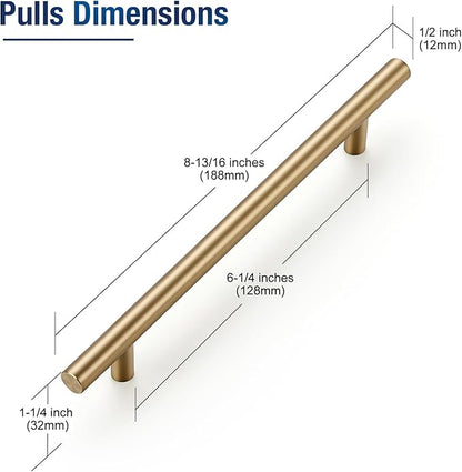 JOY DECOR 60 Pack Champagne Bronze Cabinet Pulls – 8-13/16 Inch Length, 6-1/4 Inch (160mm) Hole Center – Stainless Steel Kitchen Cabinet Handles for Drawer and Cupboard