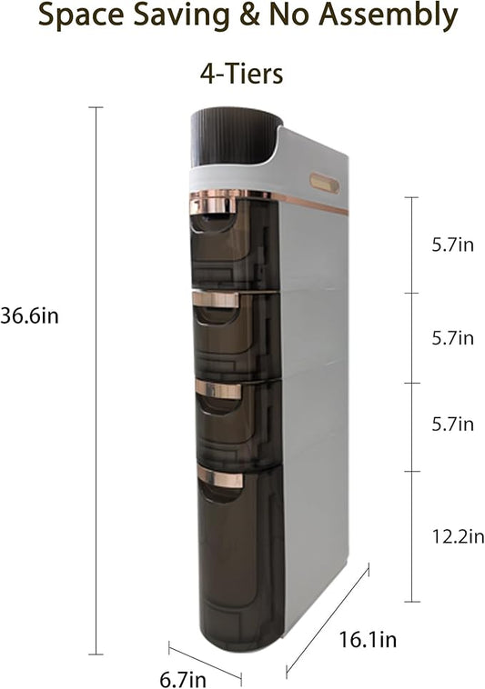 Slim Bathroom Storage,Slim Cabinet for Bathroom,Narrow Movable Bathroom Storage Organizer for Small Spaces,Bathroom,Kitchen,Living Room (4-Tiers)