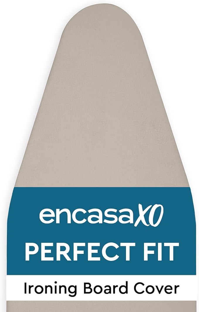 Encasa XO Ironing Board Cover and Pad 54"x18" - 4mm Felt X-Large Iron Board Cover with Padding - Heat Resistant, Stain-Safe Dye, Non Slip Elastic Bungee Cord Tightening Iron Table Cover Beige