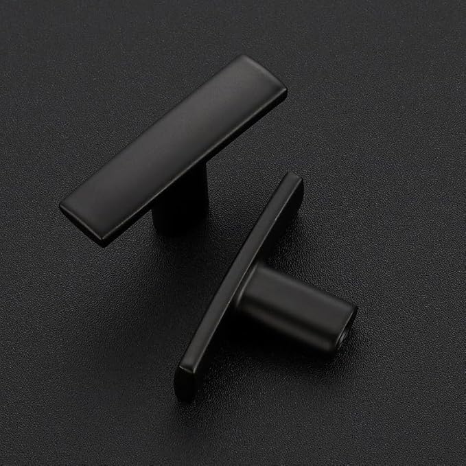 3 Pack Black Cabinet Knobs - Curved Cabinet Pulls Matte Black Knobs for Kitchen Cabinet Drawer Solid Dresser Knobs for Cabinet Hardware 1-3/4 Inch Length Single Hole