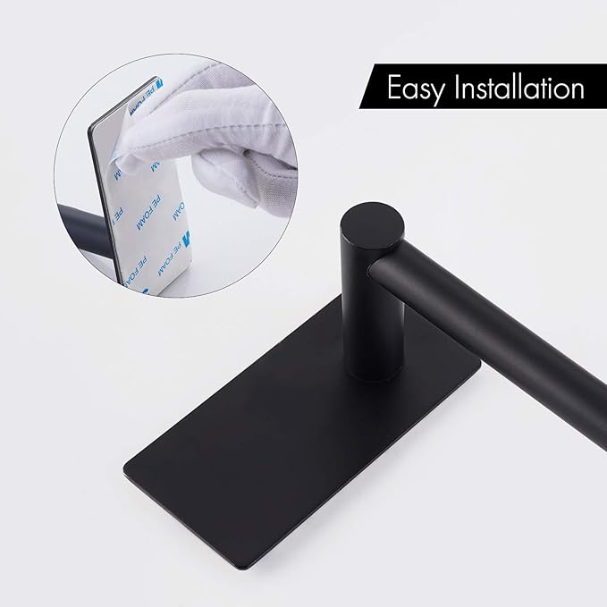 KES 9-Inch Self Adhesive Towel Bar Kitchen Towel Rack Wall Mount No Drill SUS 304 Stainless Steel Matte Black, A7000S23-BK
