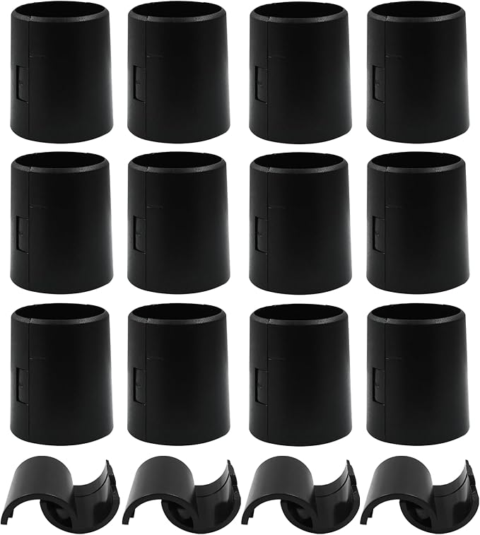 32Pcs (16 Pairs) Wire Shelf Clips, 1.5"(38.3mm Inner Diameter) Post Wire Shelving Shelf Lock Clips, Plastic Black Shelving Sleeves Replacements for Wire Shelving System