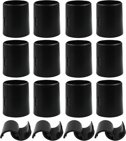 32Pcs (16 Pairs) Wire Shelf Clips, 1.5"(38.3mm Inner Diameter) Post Wire Shelving Shelf Lock Clips, Plastic Black Shelving Sleeves Replacements for Wire Shelving System