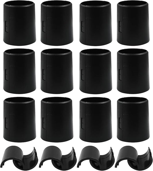 32Pcs (16 Pairs) Wire Shelf Clips, 1.5"(38.3mm Inner Diameter) Post Wire Shelving Shelf Lock Clips, Plastic Black Shelving Sleeves Replacements for Wire Shelving System