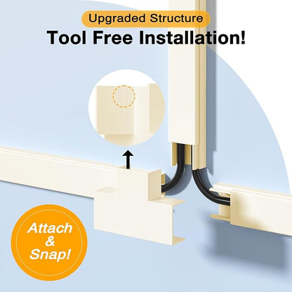 Cord Cover Wall, 157in Delamu Cord Hider Wall Mounted TV, Wire Covers for Cords Cable Management, Cable Raceway Cable Hider Concealer, Cable Cover Wire Hider to Hide Cords, 10XL15.7W0.95H0.55in Beige