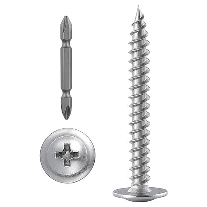 (100 pcs)#8×2" Phillips Truss Head Wood Screws Stainless Steel 410 Quick Metal Self Tapping