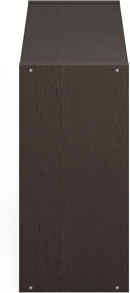 Furinno HERMITE Kitchen Island, 4-Cube Coffee Bar, Extra Thick Kitchen Storage, Bakers Rack, for Pantry Organizers and Storage, Kitchen Organization, Black Dark Oak