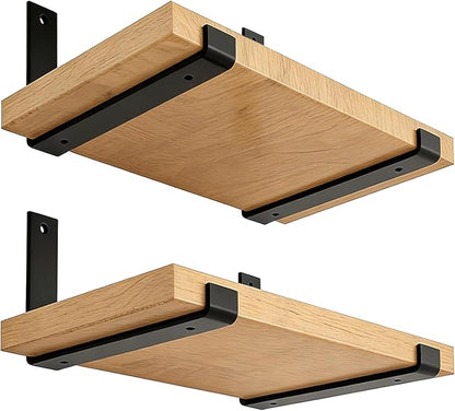 Shelf Brackets 12 Inch 4PCS Heavy Duty Frosted Black Wall Bracket with Lip for Floating Shelves Rustic Iron Metal Shelf Bracket for DIY Open Shelving Hardware Included