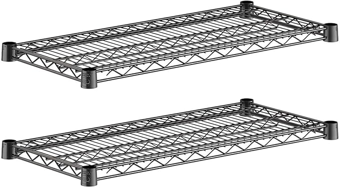 2-Pack Black 14" x 30" Additional Wire Shelf for Shelving Units, Replacement Shelves for Wire Rack