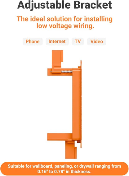 12 Pack Low Voltage Mounting Bracket 1 Gang for Ethernet Wall Plate, Low Voltage Box for Telephone Cord, Network Cable, Hdmi Cable, Coax Cable, and Speaker Wire