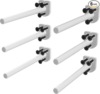 Floating Shelf Bracket（1/4 Inch Thick 6 Pack, 4 Inch White） Solid Steel Support, Hidden Heavy Duty Shelf Bracket, Invisible &Blind Design for Wood Shelves，Suitable for Kitchen, Study or DIY