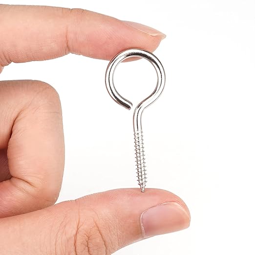 Aovchei Eye Screws, 30Pcs 1.57 inches 304 Heavy Duty Stainless Steel Screw Hooks, Rust-Resistant Self Tapping Eyelet Bolts for Wood, Securing Cables Wires, Indoor & Outdoor for Hanging Artwork