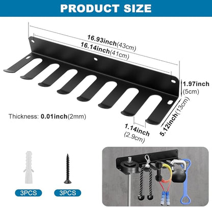 Gym Equipment Storage Rack, Resistance Bands Storage Hanger, Multi-Purpose Home Gym Rack Organizer Wall Mount for Barbells Jump Ropes Lifting Belt Gym Accessories