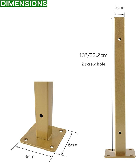 6 Pcs Gold Shelf Bracket 13 Inch Heavy Duty Brackets for Shelf Metal Wall Floating Shelving Brackets Industrial Shelf Brackets for Space Saving