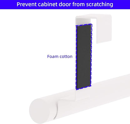 Over Cabinet Towel Bar, Stainless Steel Dish Towel Holder for Cupboard Door, White, 2 Pack
