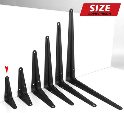 20 Pack 4 x 3 Inch Heavy Duty Black Metal Floating Shelves Brackets, L Bracket Corner Brace Support, Wall Mount, 60 lbs Capacity Each