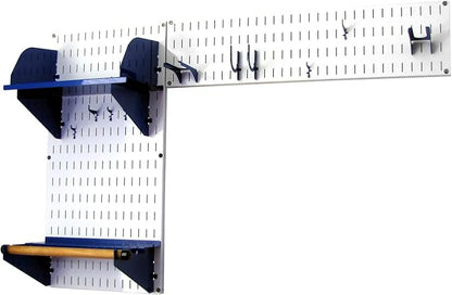 Wall Control Laundry Room Organizer Wall Mounted Laundry Room Storage and Organization Standard Kit White Wallboard and Blue Accessories