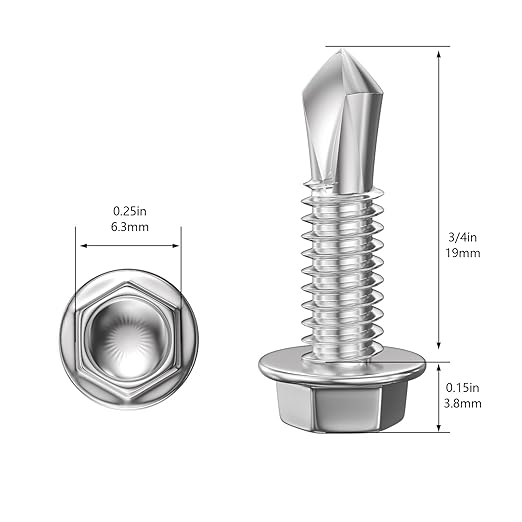 (300Pcs) #8×3/4" Hex Washer Head Self Drilling Screws, 410 Stainless Steel Metal SheetScrews，TEK Screws, Sheet Metal Self Tapping Screws