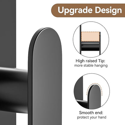 pickpiff Adhesive Towel Hooks for Bathroom: 20LB Extra Strong Wall Hanger for Shower Kitchen RV Dorm Apartment, Black 8 Pack
