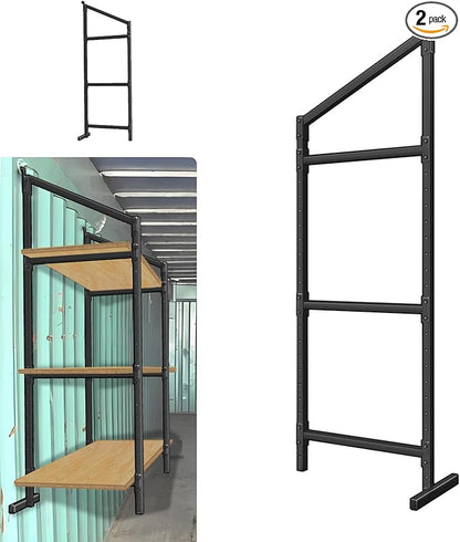 2-Pack Adjustable Shipping Container Shelf Brackets - Heavy Duty 3-Tier Kit to Build 57" H x 20" W Shelving, DIY Storage Solution for Cargo Containers & Trailers
