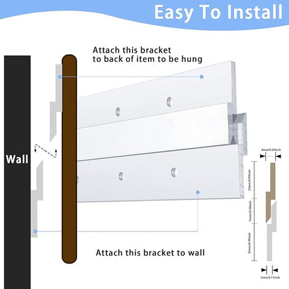 18'' French Cleat Heavy Duty- French Cleat Hanger- French Cleat Picture Hanger for Hanging Picture and Mirror, Shelf, Headboard, Panel or Whiteboard (2 Pairs, Supports 140 lbs )