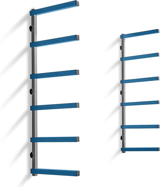 ROCKLER 6-Tier Lumber Storage Racks, Wall Mounting Shop, Basement, or Garage Organizer | Wall Storage Garage Shelf to Keep Lumber, Molding, & More - Workshop Organizers and Storage Hold up to 110 lbs