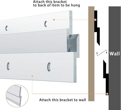 French Cleat Heavy Duty, Aluminum French Cleat, Headboard Wall Mounting Brackets with Screws, Heavy Mirror Mounting Hardware (36 Inch-1 Pair, Support 240 lbs)