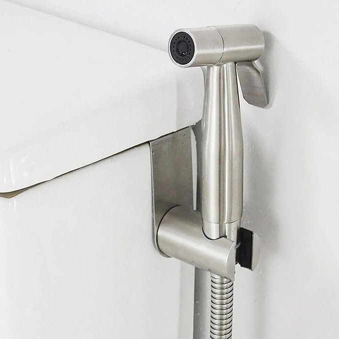 304 Stainless Steel Wall Mounted Toilet Bidet Sprayer Bracket 1.654 x 3.858 inch Silver for Bathroom Storage Hook 1PCS