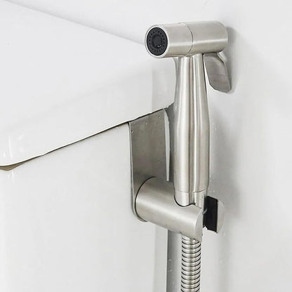 304 Stainless Steel Wall Mounted Toilet Bidet Sprayer Bracket 1.654 x 3.858 inch Silver for Bathroom Storage Hook 1PCS