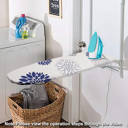 SheeChung 14x42 Inch Over-The-Door Ironing Board Cover and Pad,Cotton Cover with Extra Thick Pad,Resists Scorching and Staining,Fits Door/Standard Ironing Board,Silicone Coating,Dahlia