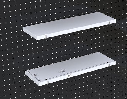 KINOMI Heavy Duty Pegboard Shelves, Value Set of 8 Pack Pegboard Shelf Brackets Hooks and 4 Pack Peg Board Shelves for Garage, Home, Garden, Tool Shed (White)
