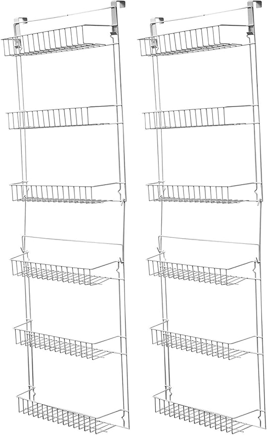 Lavish Home Over The Door Organizer - 6-Tier Adjustable Pantry Shelves and Rack for Kitchen Organization - Organization and Storage (White) (Pack of 2)