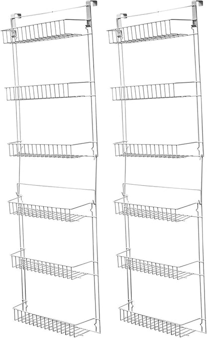 Lavish Home Over The Door Organizer - 6-Tier Adjustable Pantry Shelves and Rack for Kitchen Organization - Organization and Storage (White) (Pack of 2)