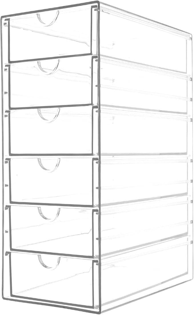 Makeup Organizer, Desk Organizer, Drawer Organizer Makeup Hair Accessories Organizer with 5/6 Sliding Drawers Large Capacity Drawer Storage for Cosmetic Jewelry Pen Stationary (6 layers)