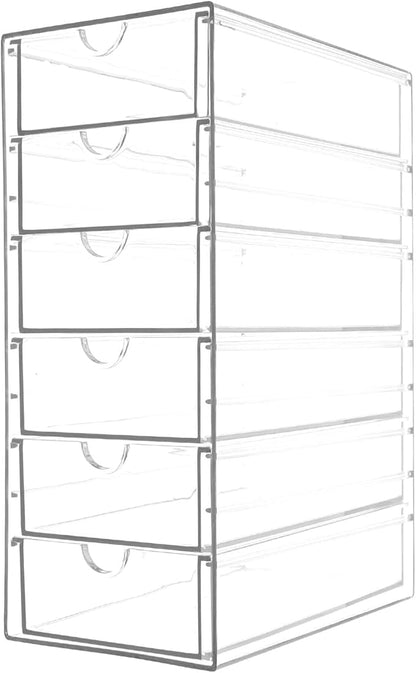 Makeup Organizer, Desk Organizer, Drawer Organizer Makeup Hair Accessories Organizer with 5/6 Sliding Drawers Large Capacity Drawer Storage for Cosmetic Jewelry Pen Stationary (6 layers)