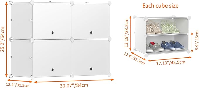 HOMIDEC Shoe Rack, 4 Tier Shoe Storage Cabinet 16 Pair Plastic Shoe Shelves Organizer for Closet Hallway Bedroom Entryway