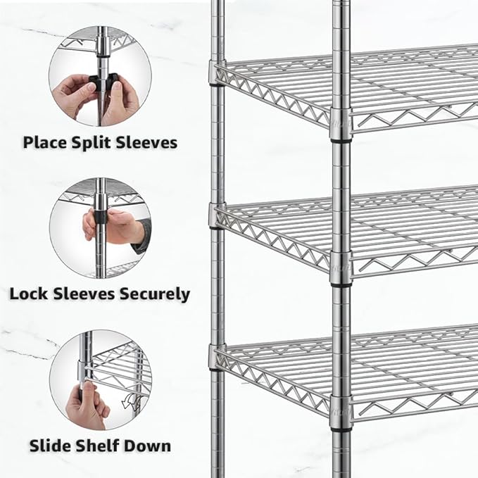 2-Pack Black 24" x 42" Additional Wire Shelf for Shelving Units, Replacement Shelves for Wire Rack