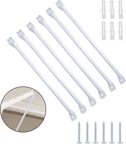 6 Pcs Support Brackets for Wire Shelving, 17 inches Closet Wire Shelf Brackets with Anchors and Pins for Installation