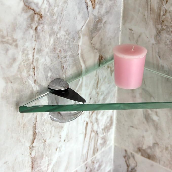 Dulles Glass Floating Shelf Brackets, Adjustable Clamps Heavy Duty, Chrome, For Glass, Wood, Acrylic Wall Mounted Shelf Support. 2 Pack.