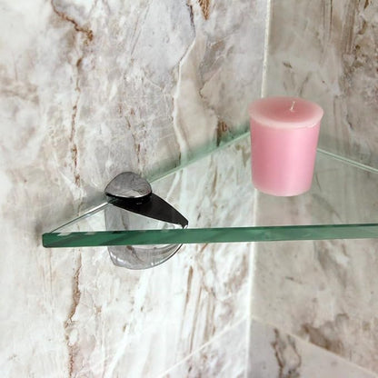 Dulles Glass Floating Shelf Brackets, Adjustable Clamps Heavy Duty, Chrome, For Glass, Wood, Acrylic Wall Mounted Shelf Support. 2 Pack.