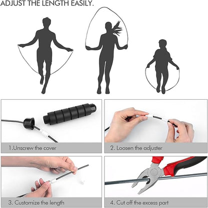 Jump Rope, Tangle-Free Rapid Speed Jumping Rope Cable with Ball Bearings for Women, Men, and Kids, Adjustable Steel Jump Rope with Foam Handles for Home Gym Exercise Fitness Workout Equipment & Slim Body