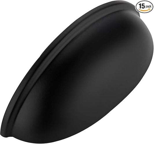 Ravinte 15 Pack 3" Drawer Pulls Matte Black Cabinet Pulls Kitchen Cabinet Handles Drawer Handles Cabinet Knobs Kitchen Hardware Half Moon Cup pulls Black 3 inch Hole Center