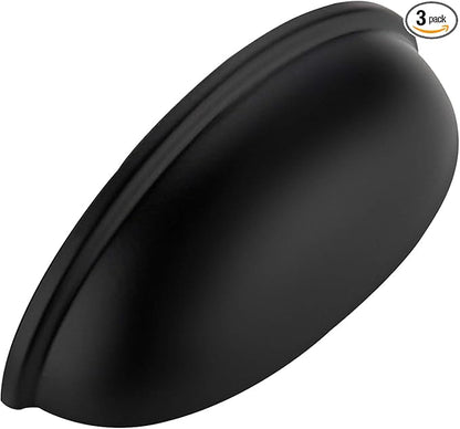Ravinte 3 Pack 3" Drawer Pulls Flat Black Cabinet Cup Pulls Kitchen Hardware Cabinet Handles Drawer Handles Knobs 3 inch Hole Center