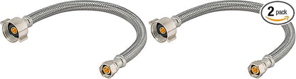 Eastman 9 Inch Flexible Toilet Connector, 7/8 Inch Ballcock x 3/8 Inch Compression, Stainless Steel Braided Hose, 48087 (Pack of 2)