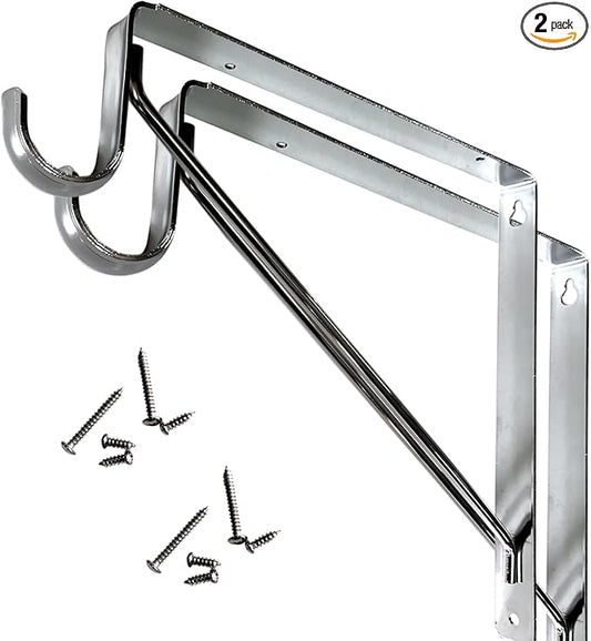 Welded HEAVY DUTY Closet Rod & Shelf Support Bracket | Chrome | 2 Pack