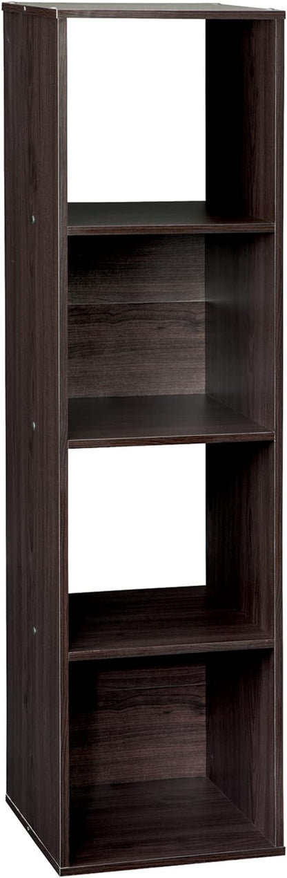 ClosetMaid Cubeicals 4 Cube Storage Shelf Organizer, Stackable, Vertical or Horizontal, Easy Assembly, Wood, Espresso Finish