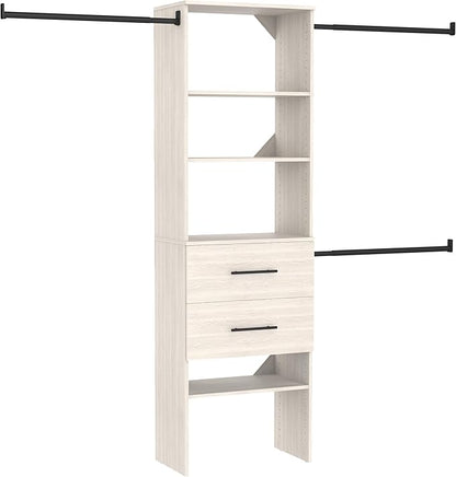 ClosetMaid SuiteSymphony 25-Inch Closet System Tower with (3) Hang Rods, and (2) Drawers, White Timber