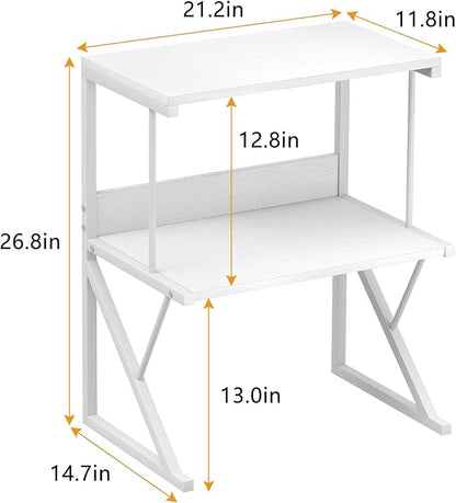 aboxoo Printer Stand for Desk, Desktop Printer Shelf Large 3-Tier Multi-Purpose Office Organization Shelves for Home Office, White